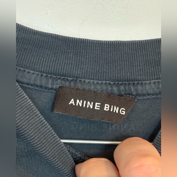 Anine Bing Charcoal Tee with White Graphic - Picture 5 of 6